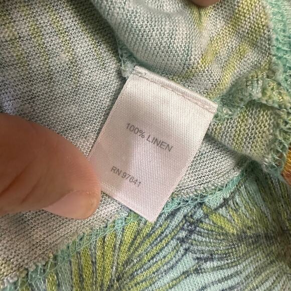 J Jill Love Linen Tropical Print Top Size Large Summer Vacation Hawaiian Shirt - Picture 6 of 10